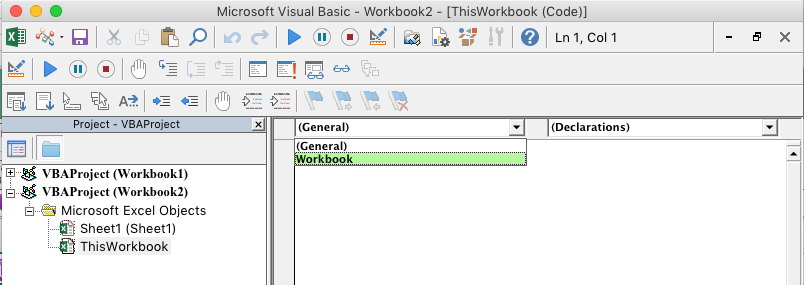 best view of excel visual basic editor for mac